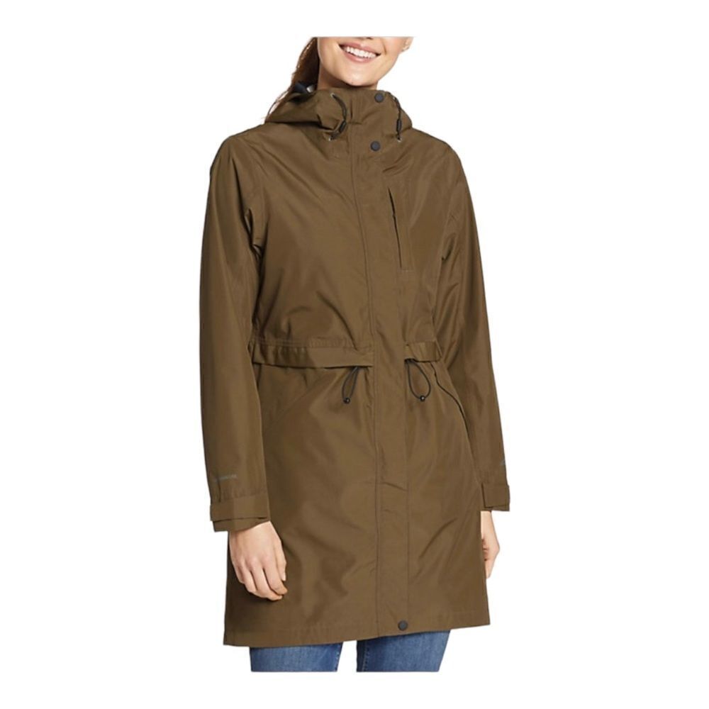 Eddie Bauer Rainfoil Trench Coat in Olive Green PETITE